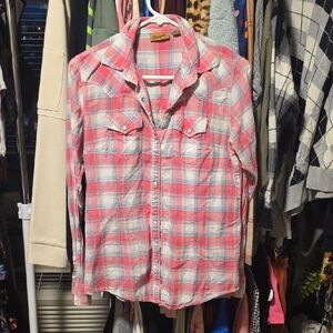Wrangler Pink and Blue Plaid Shirt